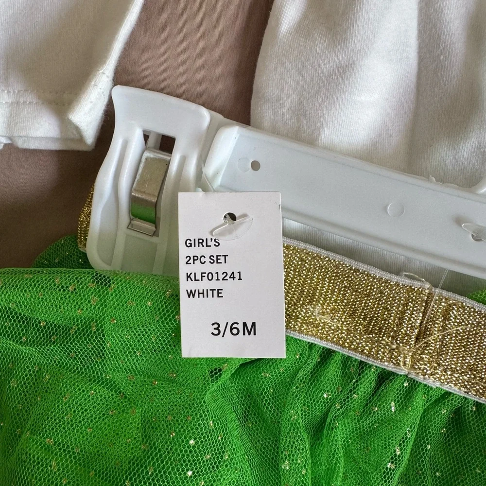 Koala Kids St. Paddy's Day Set - White and Green long sleeve onesie tutu ruffles